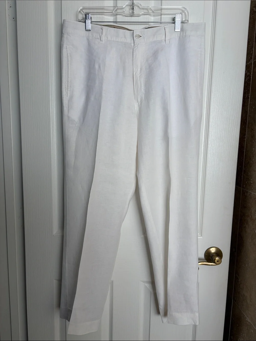 Men's Classic White Linen Dress Pants
